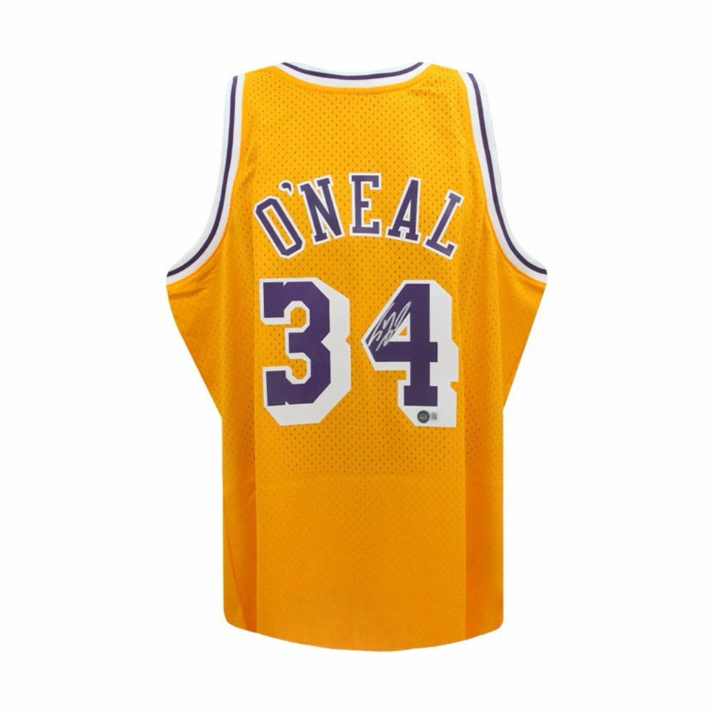 Shaquille O’Neal Autographed Los Angeles Lakers Mitchell & Ness NBA Jersey - Beckett Authenticated (Gold)