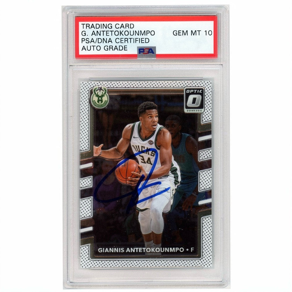 Giannis Antetokounmpo 2017-18 Panini Donruss Optic Autographed Card PSA 10