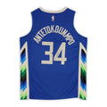 Giannis Antetokounmpo Autographed Blue Milwaukee Bucks Nike NBA Jersey - Beckett Authenticated