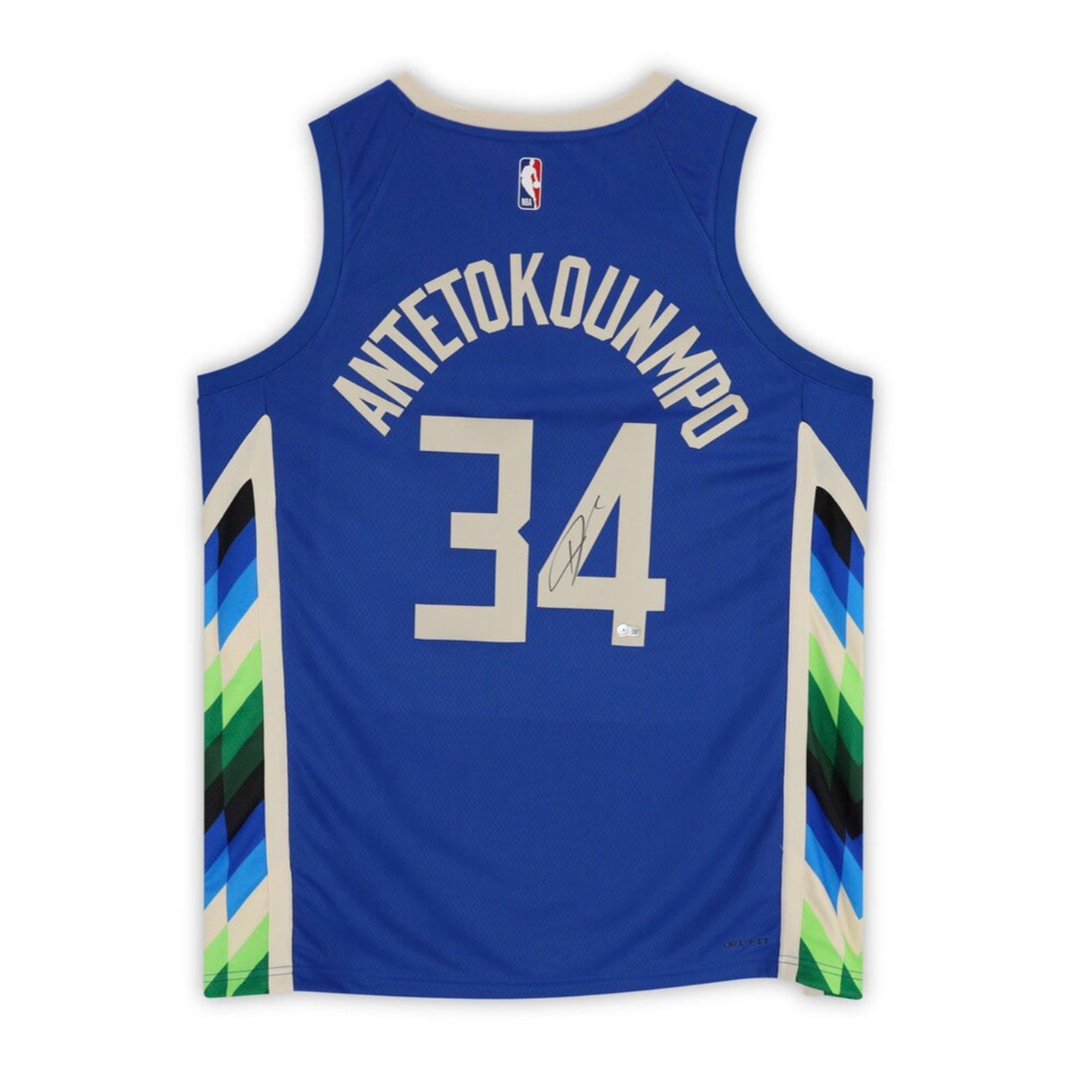 Giannis Antetokounmpo Autographed Blue Milwaukee Bucks Nike NBA Jersey - Beckett Authenticated