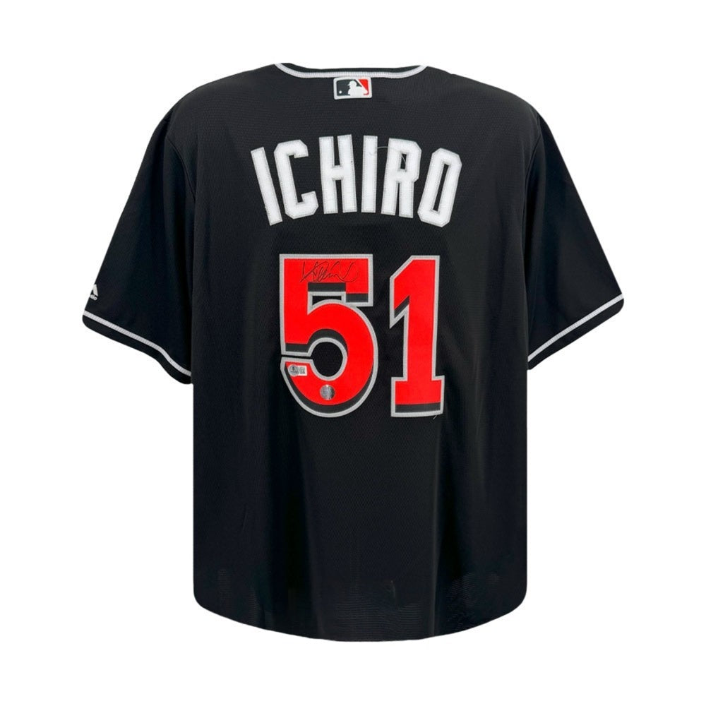 Ichiro Suzuki Autographed Miami Marlins Majestic MLB Jersey - Beckett Authenticated