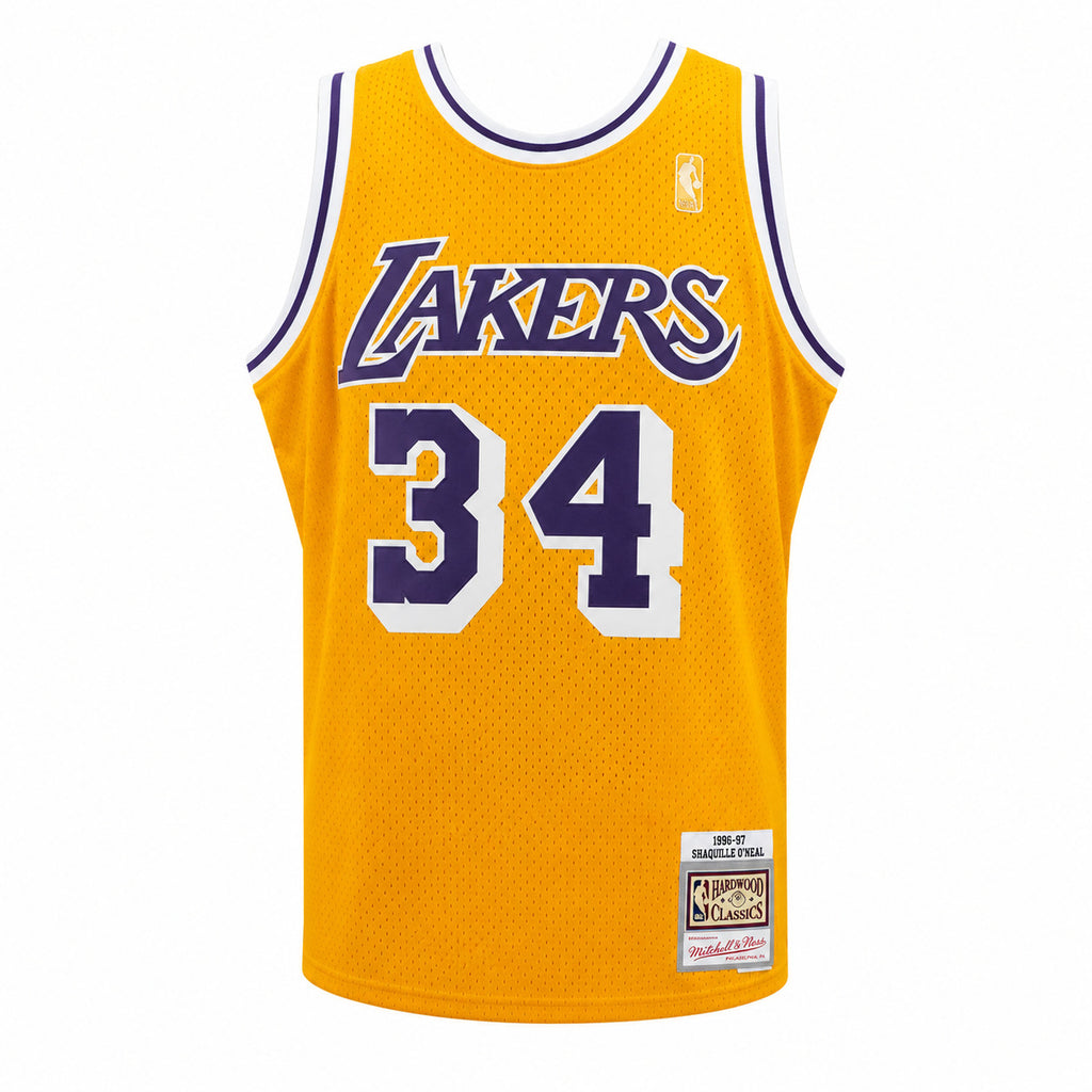 Shaquille O’Neal Autographed Los Angeles Lakers Mitchell & Ness NBA Jersey - Beckett Authenticated (Gold)