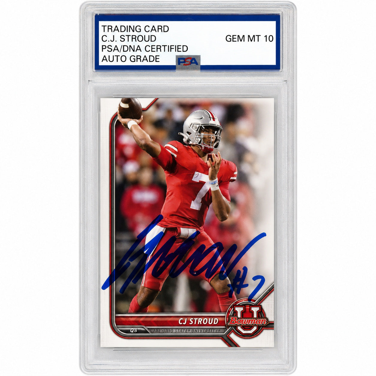 CJ Stroud 2022 Bowman Autographed Card PSA 10