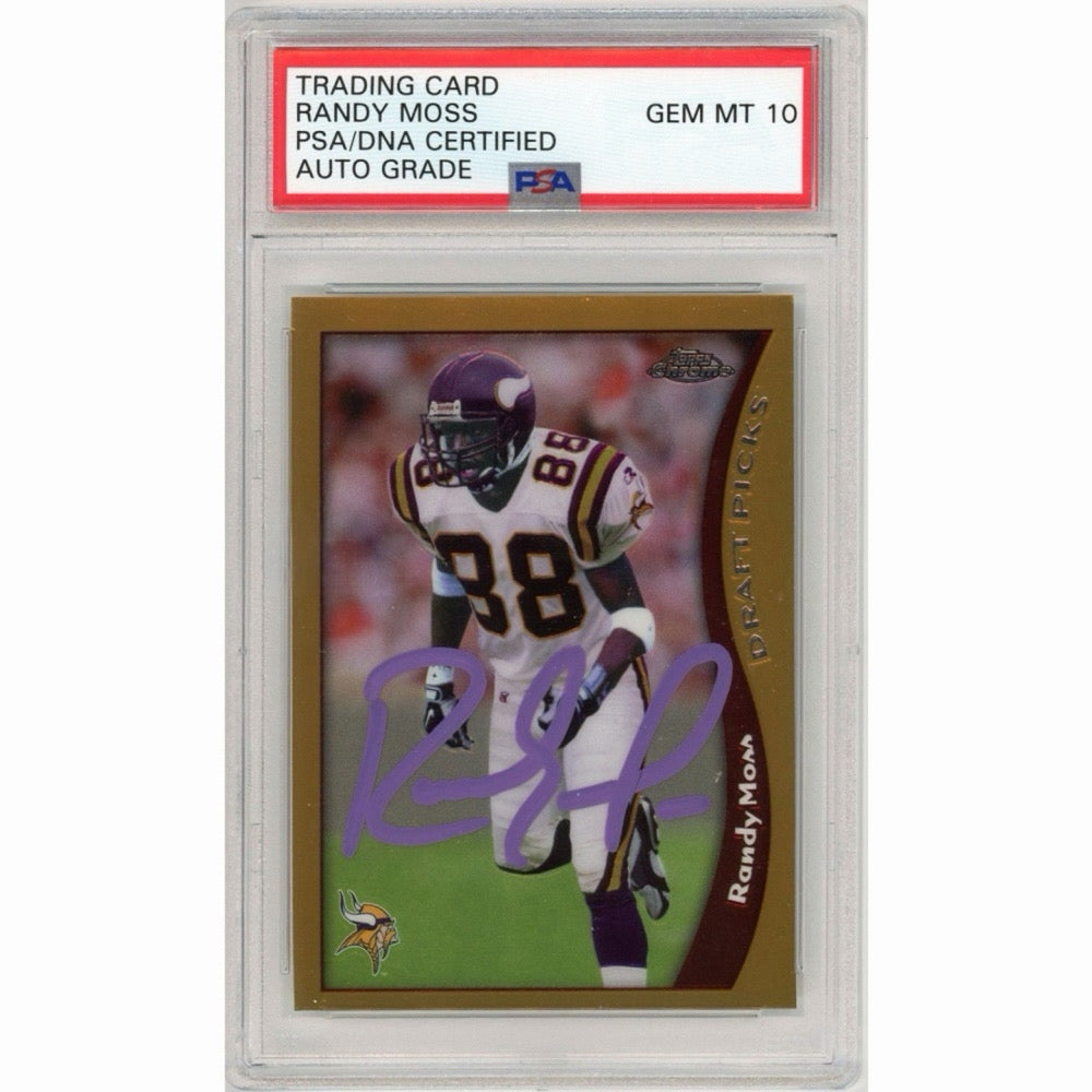 Randy Moss 1998 Topps Chrome Autographed Rookie Card PSA 10