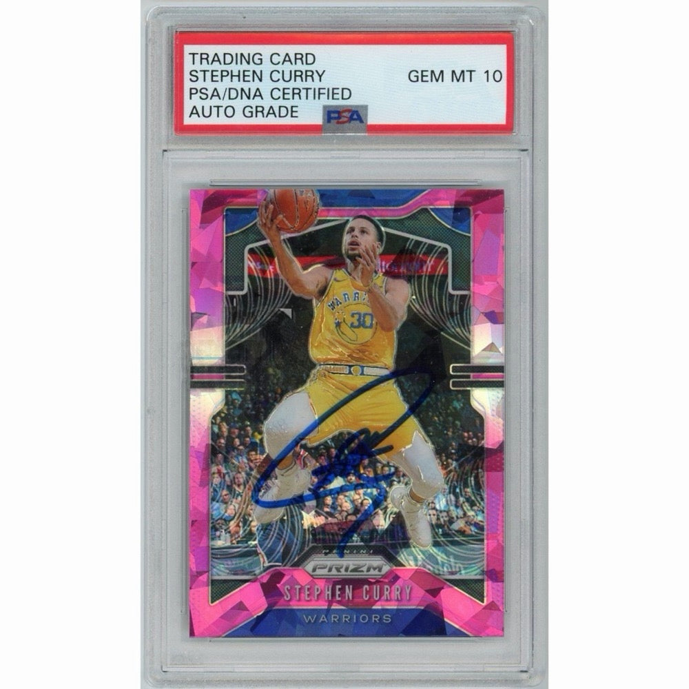 Stephen Curry 2019-20 Autographed Panini Prizm Pink Ice Card PSA 10