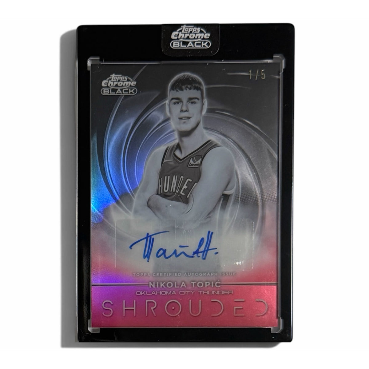 Nikola Topic 2025-26 Topps Chrome Black Shrouded Autographed Card /5 Topps Sealed